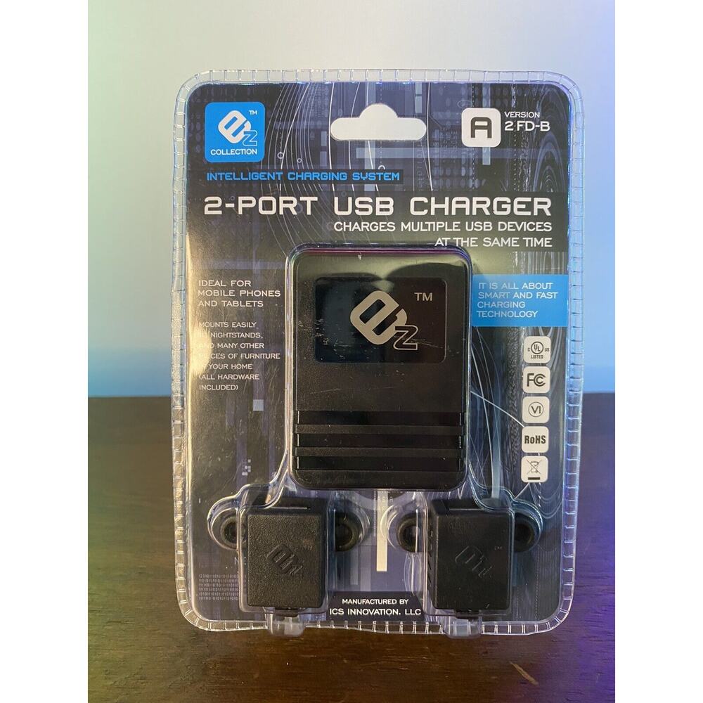 EZ COLLECTION 2-PORT USB CHARGER INTELLIGENT FAST CHARGING SYSTEM PHONE LAPTOP